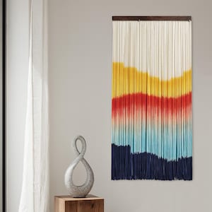 Macrame wall hanging Boho wall decor Tapestry tall  eclectic textile wall art Modern living room bedroom entryway Fiber art Vibrant colors
