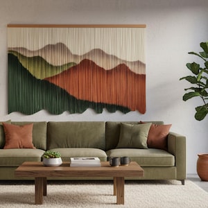 Décoration murale moderne en macramé, fibre artistique : grande tapisserie en fil de fer, décoration murale bohème éclectique pour votre salon, chambre à coucher, salle à manger, bureau, entrée