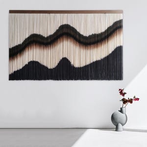 Large minimalist wall decor yarn wall hanging macrame boho wall art tapestry fabric Modern  living room bedroom  office entryway  dinning