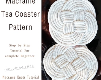 DIY Tutorial Guide for Macrame Coaster: Beginner Macrame Pattern PDF — Step by Step Instructions with Knots Guide for Adult Learning Craft