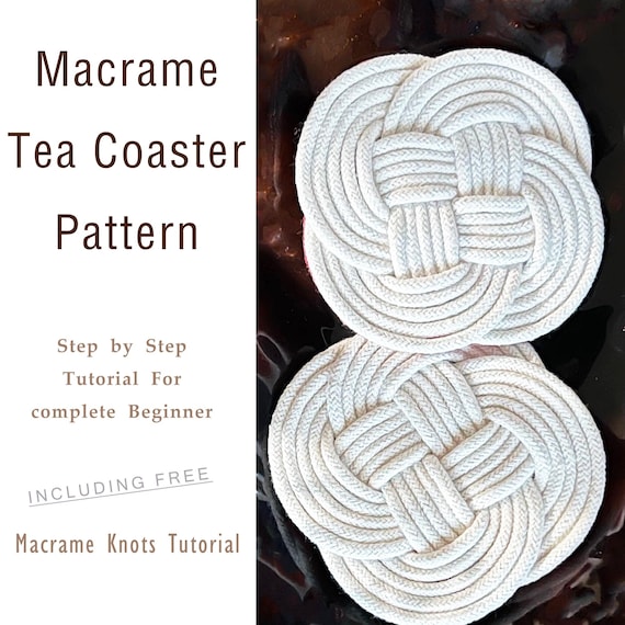 DIY Tutorial Guide for Macrame Coaster: Beginner Macrame Pattern PDF — Step by Step Instructions with Knots Guide for Adult Learning Craft