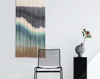 Large Acoustic Art Tall abstract Textured Textile Fiber Art Wall Hanging Modern custom Macrame Tapestry for Farmhouse Living Room Wall drop