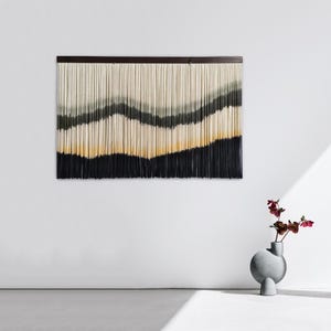 Large Contemporary Mid Century Modern Macrame Wall Hanging, Rustic Dyed boho  Textile Wall Decor Art for Bedroom, Bohemian Fiber Tapestry