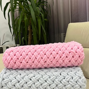 Handmade Puffy Blanket, Alize Puffy Blanket, Handmade Knitted Blanket