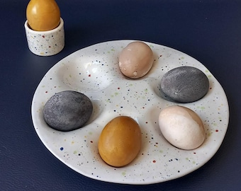 Easter egg plate, unique handmade ceramic serving plate, egg plate