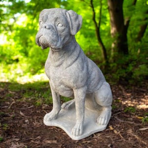 Concrete boxer statue / Garden dog idea / Lawn pet art / Yard boxer ornament / Stone dog sculpture / Pet cement figure / Outdoor boxer decor