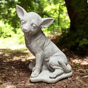 Chihuahua stone sculpture / Little dog figure / Yard chihuahua art / Outside dog idea / Lawn pet ornament / Chihuahua garden decor