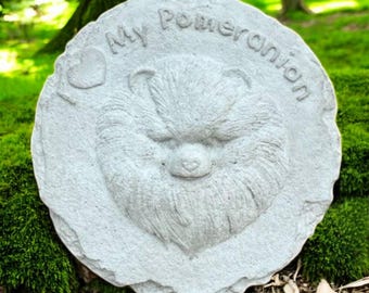 Concrete pomeranian decoration / Garden pomeranian dog / Stone pet ornament / Outdoor pomeranian rock / Dog lover gift / Yard pet art