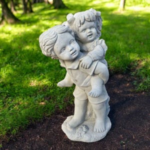 Concrete kids figure / Lawn children art / Stone girl boy decor / Beton kids ornament / Backyard children statue / Girl boy ornament