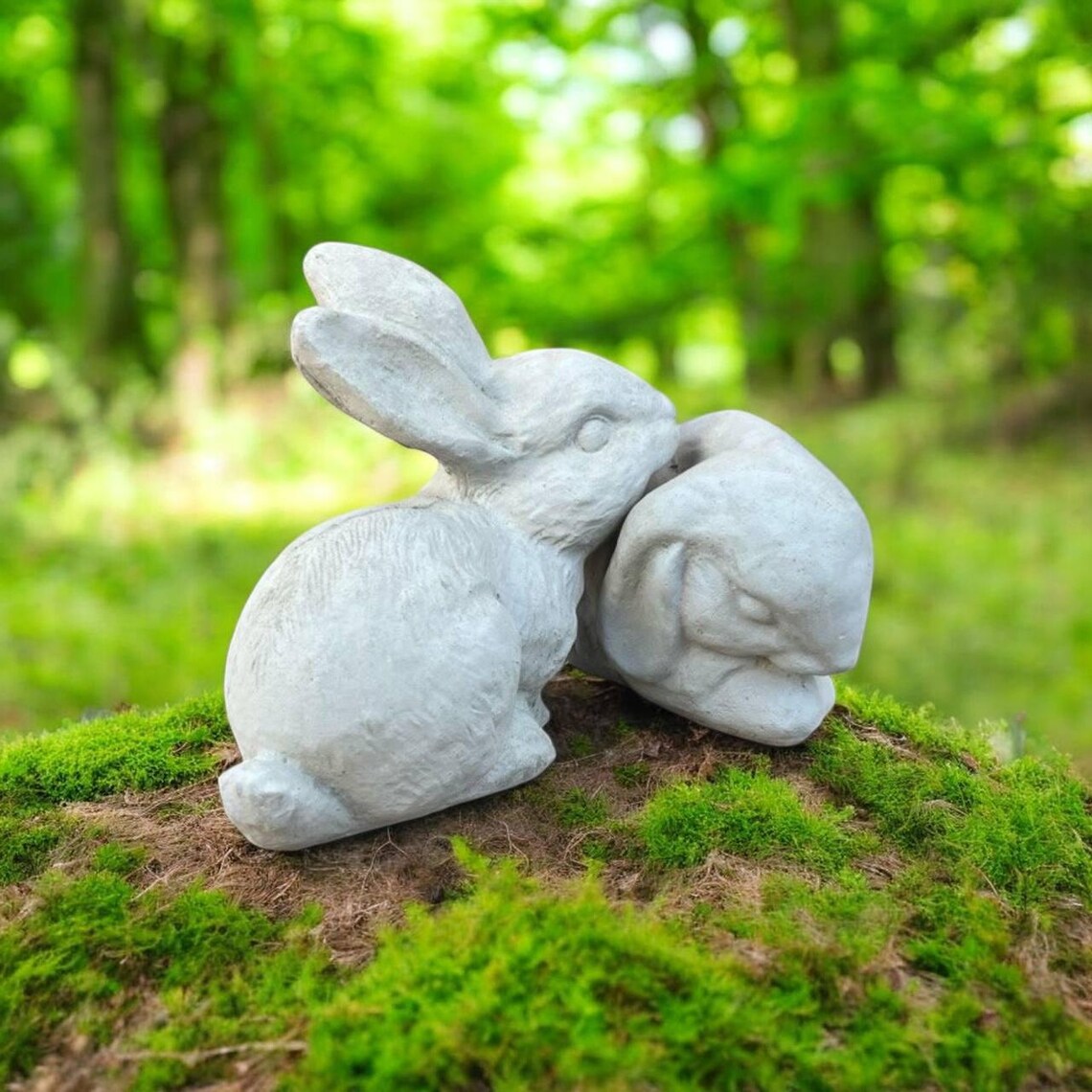 Two Rabbits Statue / Outdoor Rabbits Ornament / Concrete Bunnies Design ...