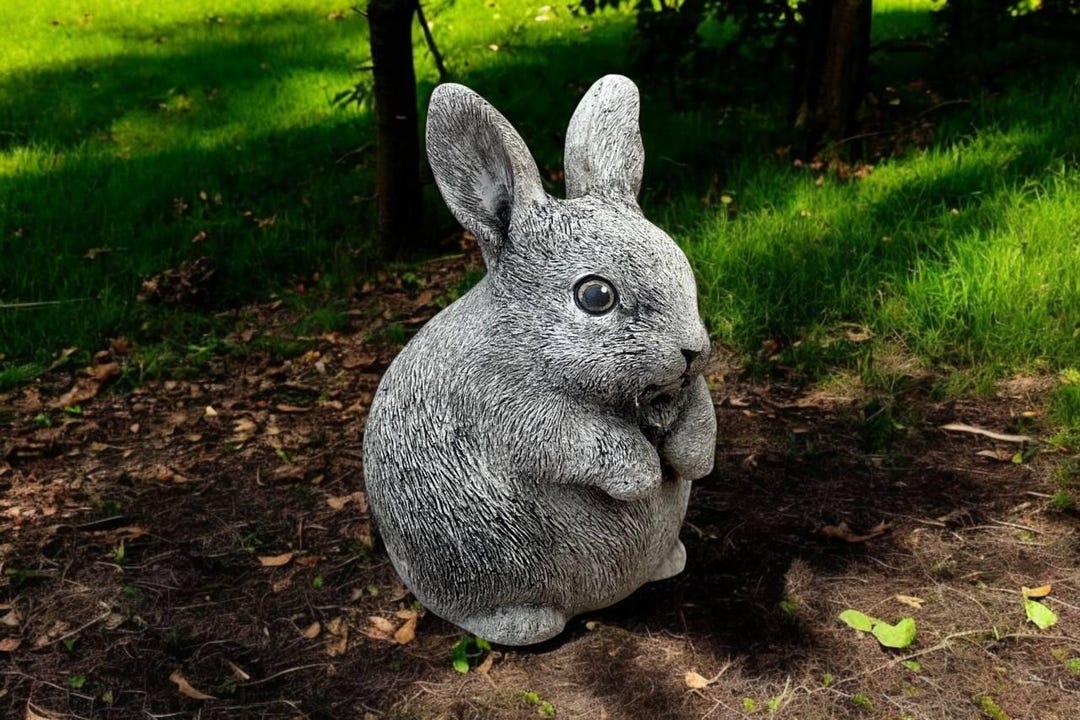 Rabbit Garden Sculpture / Bunny Outdoor Art / Forest Animal Decor ...