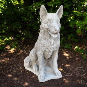 German shepherd sculpture / Cement dog decor / Lawn pet design / Stone shepherd idea / Large dog figure / Yard pet art / Shepherd lover gift