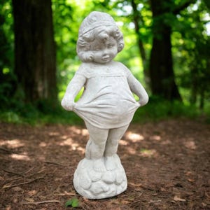 Stone girl sculpture / Outdoor child decor / Beton kid ornament / Yard girl art / Concrete child style / Home girl design / Garden kid idea