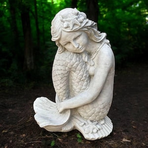 Stone mermaid sculpture / Garden fantasy ornament / Lawn fantastic decor / Outdoor mermaid art / Fantasy backyard art / Detailed mermaid