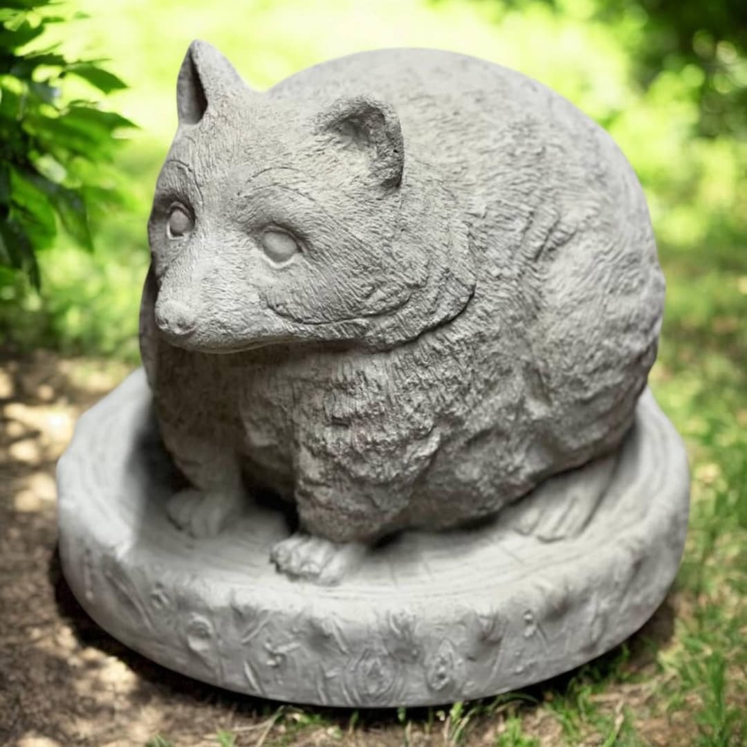 Yard Raccoon Sculpture / Concrete Animal Idea / Wild Animal Art ...