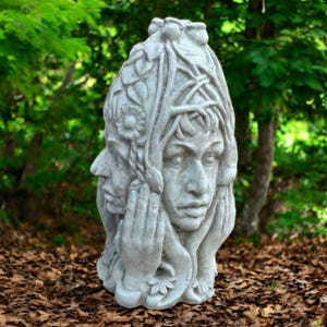 Backyard seasonal rock / Outdoor beton ornament / Garden rock decoration / Home nature idea / Lawn stone art / Concrete seasons ornament