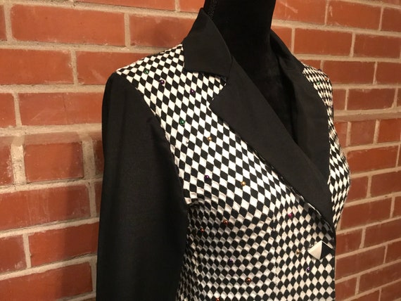 Vintage 80s/90s harlequin minidress/jacket - image 8