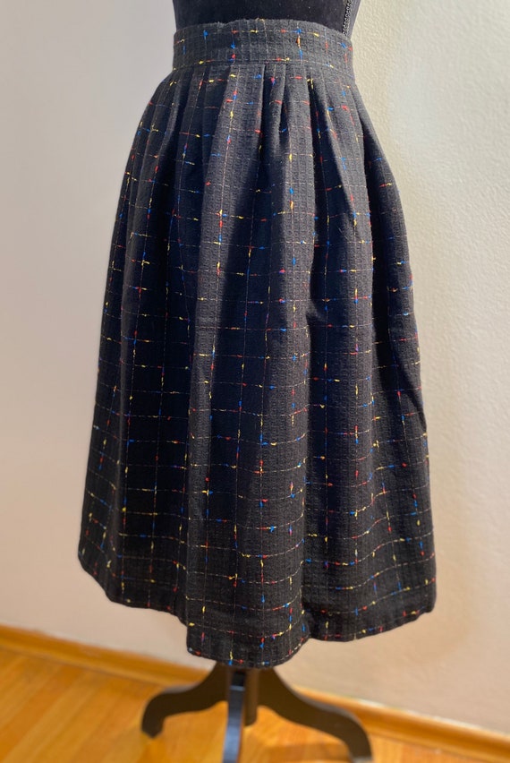 Sweet vintage black full skirt with subtle plaid … - image 1