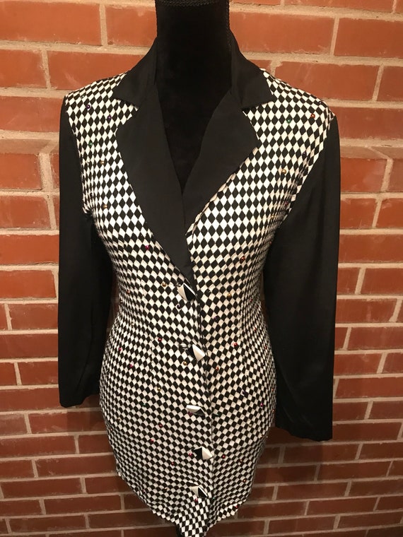 Vintage 80s/90s harlequin minidress/jacket - image 2