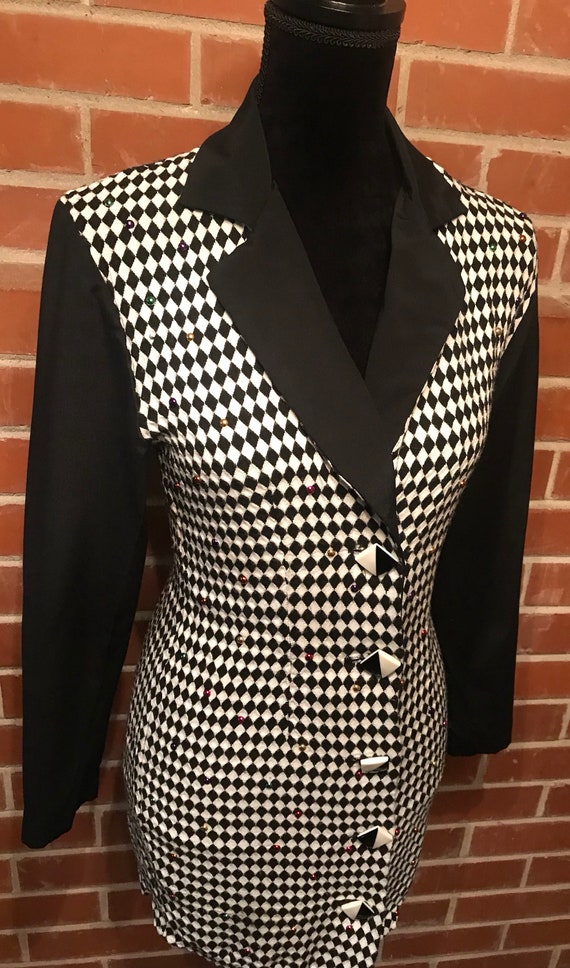 Vintage 80s/90s harlequin minidress/jacket - image 6