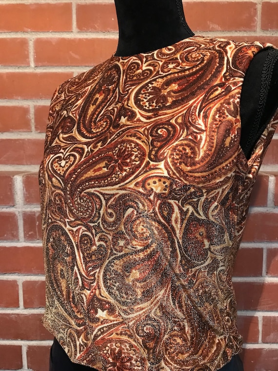 Metallic paisley lurex shell blouse earth tones 60