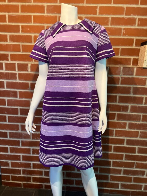 Plus size mod scooter girl striped a-line dress
