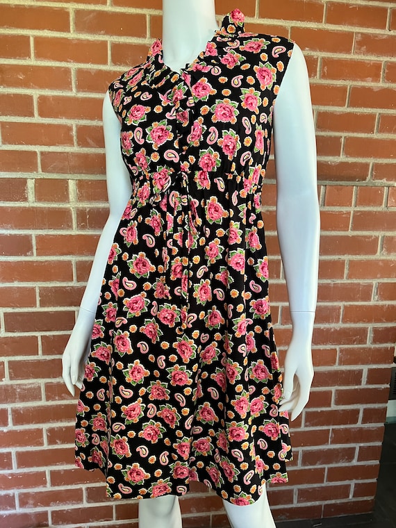 Black and pink vintage floral dress - image 1