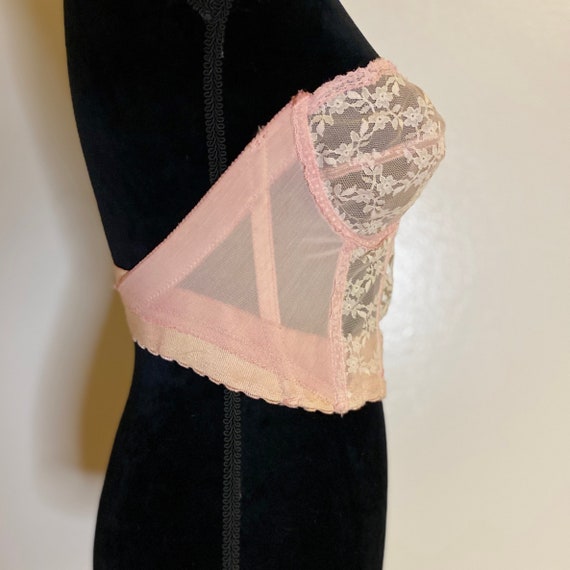 Vintage longline bra pink lace