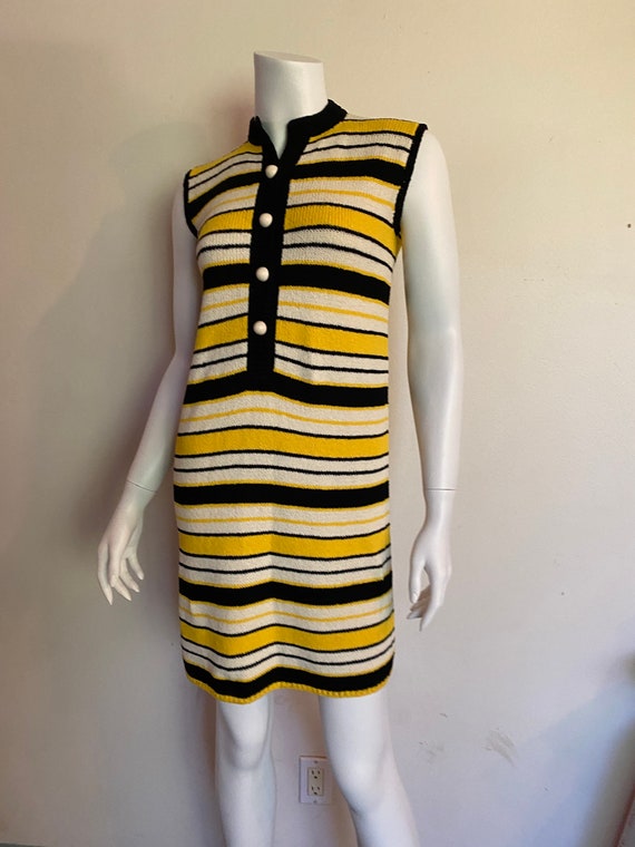 Early St. John Knits ultra mod striped minidress … - image 1