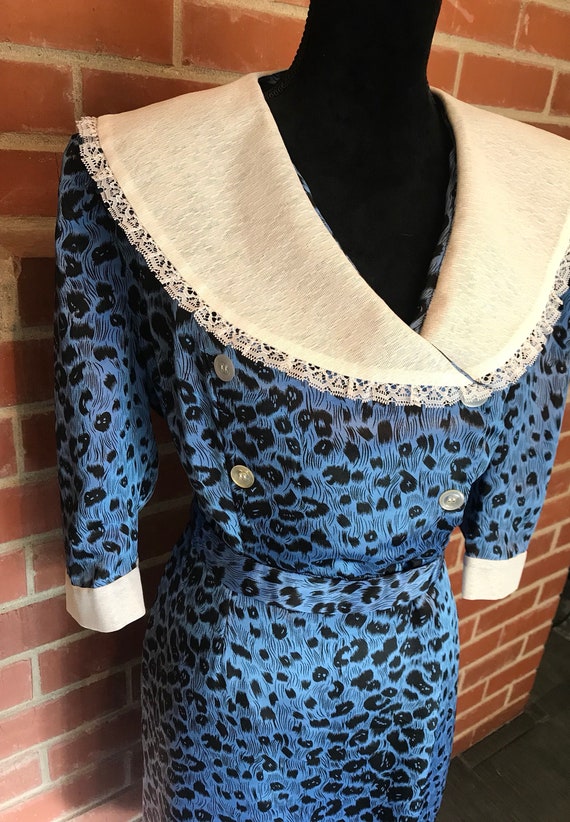 Vintage double breasted animal print dress - image 2