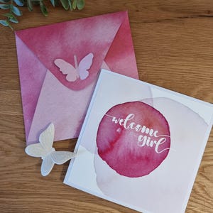 Klappkarte - Geburtskarte - welcome little Girl -