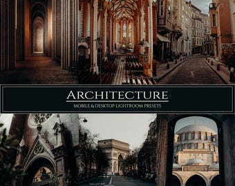 10 Architecture Lightroom Mobile & Desktop Presets | Vintage Dark Presets | Moody Digital Filters | Photography Retro