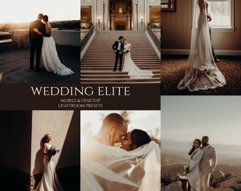 10 Wedding Elite Lightroom Mobile & Desktop Presets | Portrait | Presets | Dark Presets | Moody Presets | Warm Filters | Beauty Couple