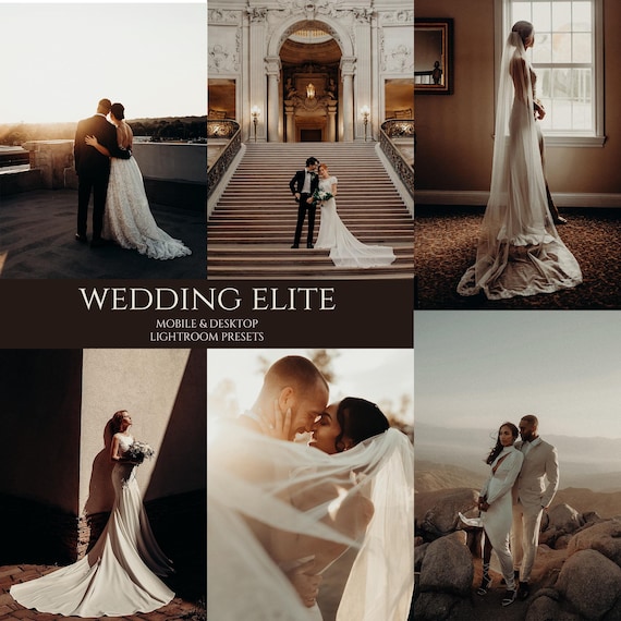 10 Wedding Elite Lightroom Mobile & Desktop Presets | Portrait Filters with Dark, Moody, Warm Tones