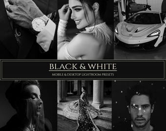 10 Black and White Lightroom Mobile & Desktop Presets | Elegant BW Portrait Wedding Filters