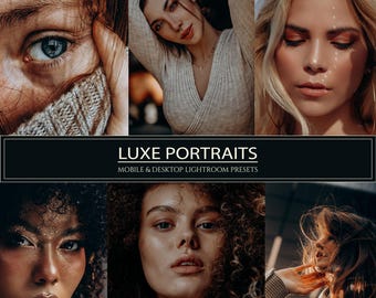 10 Luxe Portraits Lightroom Mobile & Desktop Presets | Beauty, Wedding, Instagram Portrait Filters (DNG, XMP)