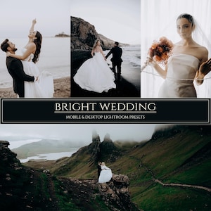 10 Bright Wedding Lightroom Mobile & Desktop Presets | Portrait Presets | Bright Presets | Moody Presets | Warm Filters | Beauty Couple