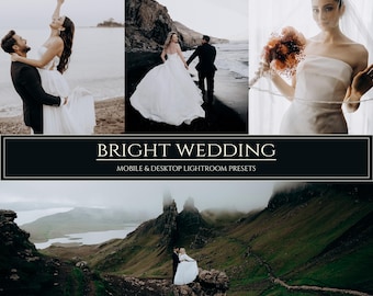 10 Bright Wedding Lightroom Mobile & Desktop Presets | Warm Moody Portrait Filters (DNG, XMP)