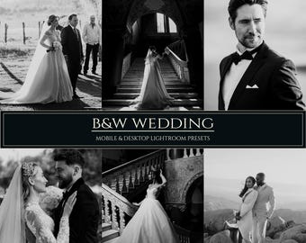 10 B&W Wedding Lightroom Mobile and Desktop Presets |  Dark, Moody Portrait Filters