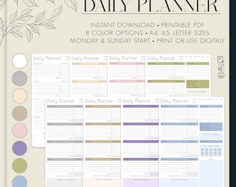 Daily Printable Planner – Food Journal & Calorie Tracker (PDF, A4, A5, Letter)