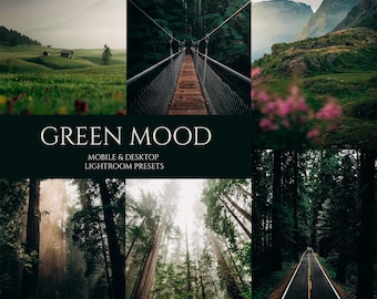 10 Green Mood Lightroom Mobile & Desktop Presets – Dark, Moody Travel and Landscape Filters