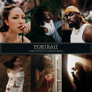 10 Portrait Lightroom Mobile & Desktop Presets | Light Presets | Dark Presets | Moody Presets | Warm Filters | Beauty Couple | Family Preset