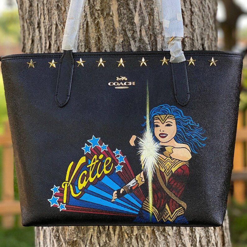 Custom Hand Painted Coach Bag Superhero Etsy
