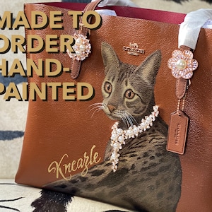 Hand Painted Pet Portrait: Savannah Cat with Pearl and Diamond Necklace