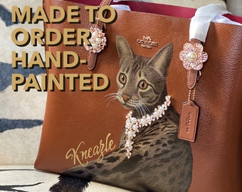 Hand Painted Pet Portrait: Savannah Cat with Pearl and Diamond Necklace