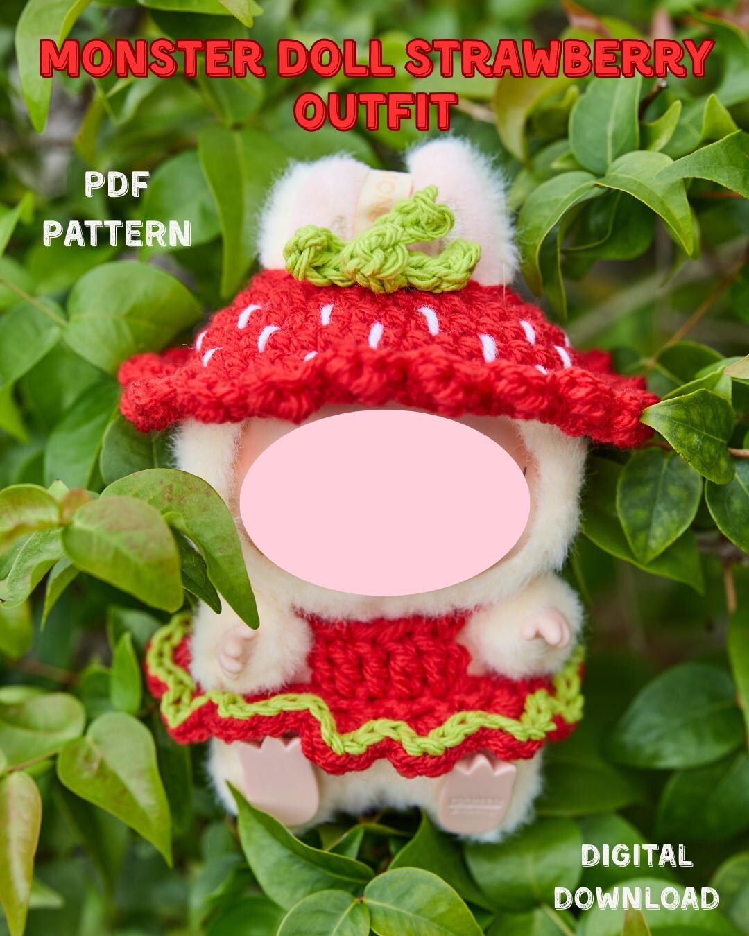Labub Strawberry Outfit Crochet Pattern | Hat and Dress Set | Labub ...