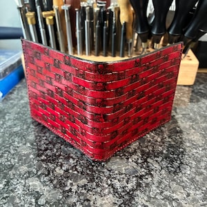 Cartera de cuero de grano completo hecha a mano