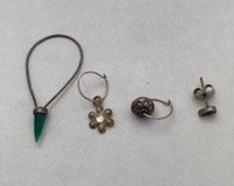 Vintage LOT Odds n Sods STERLING SILVER Earrings/Nose Rings