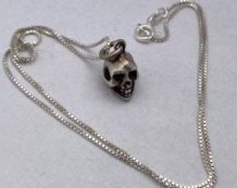 Sterling Silver SKULL Charm Necklace NEW Handmade