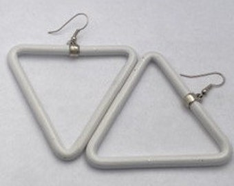 GIANT Oversize WHITE 80s Triangle Earrings